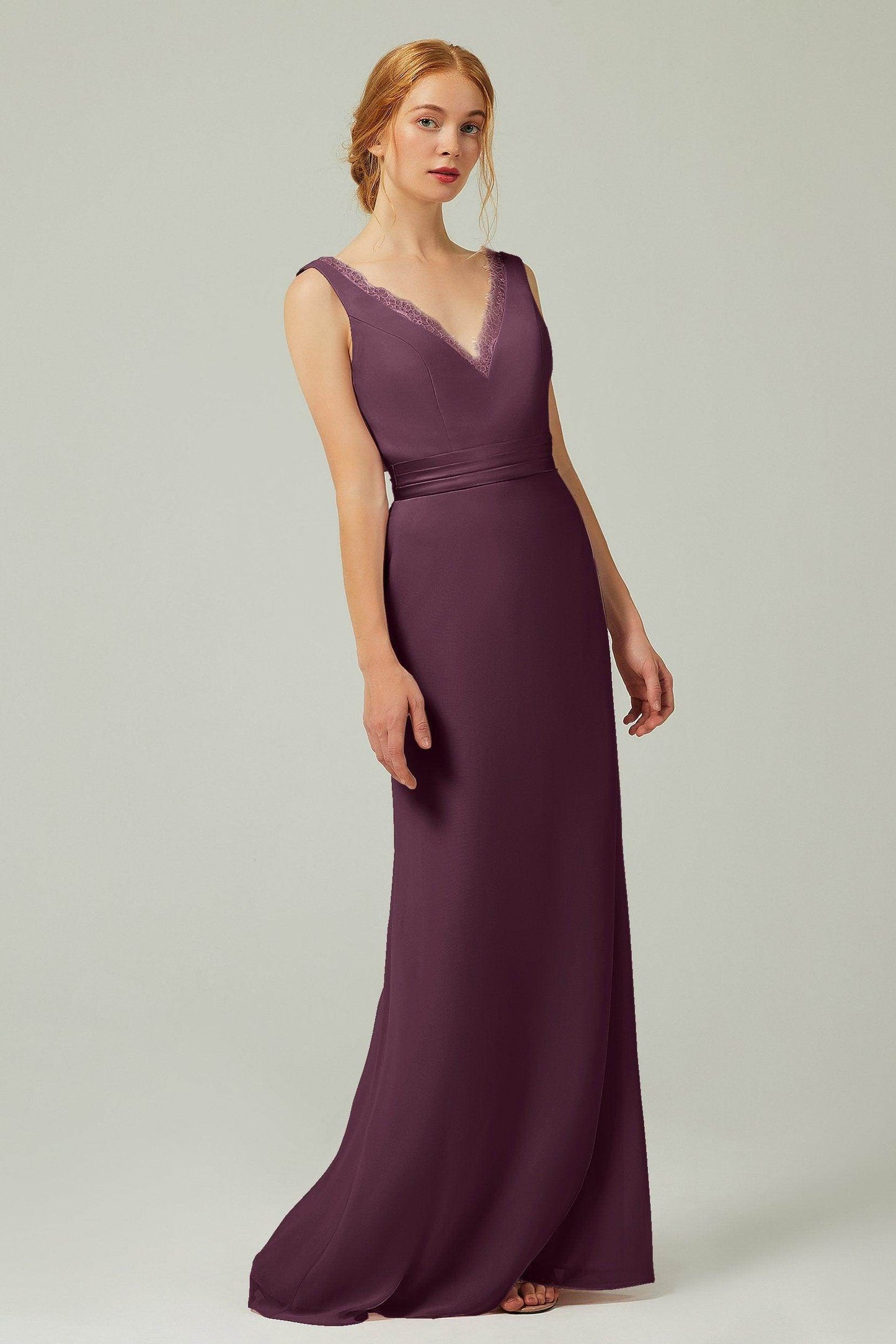 Sheath-Column Floor Length Chiffon Bridesmaid Dress CB0320