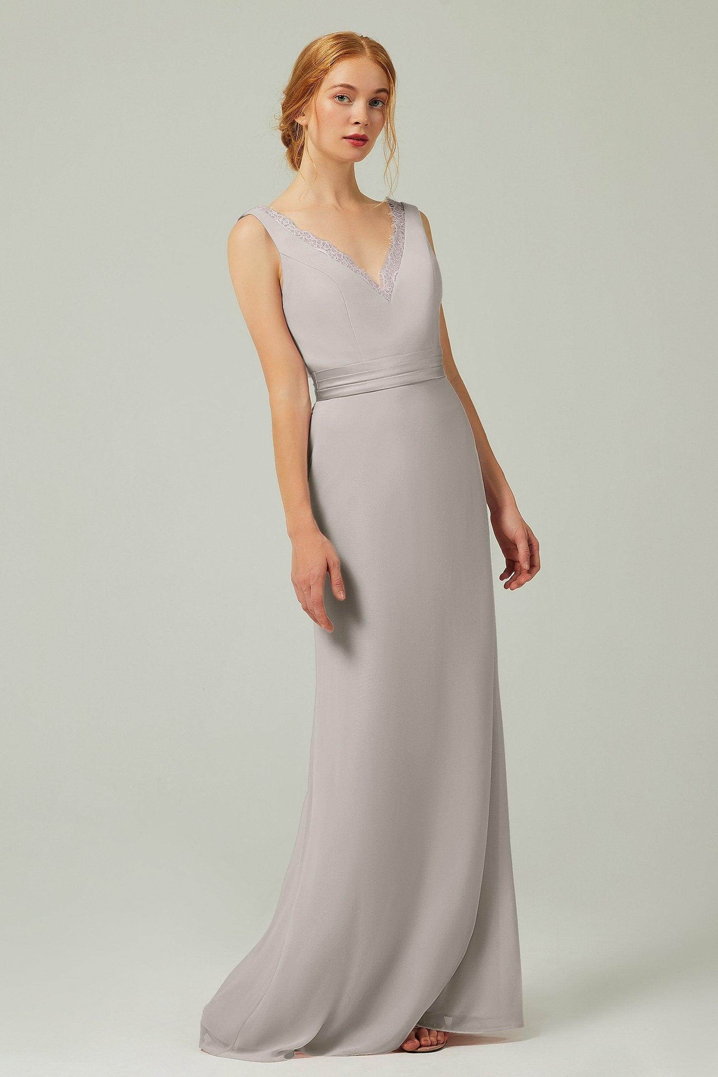 Sheath-Column Floor Length Chiffon Bridesmaid Dress CB0320