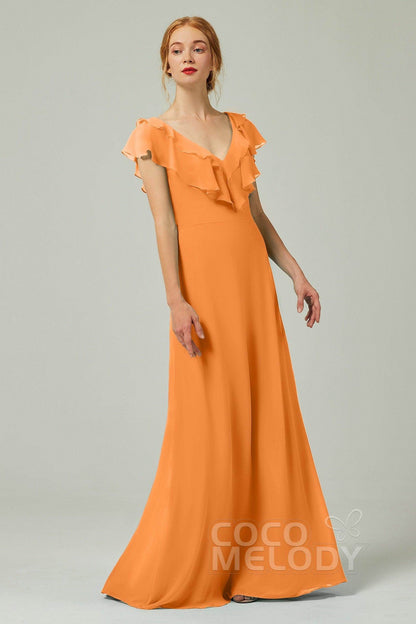 A-Line Floor Length Chiffon Bridesmaid Dress CB0323
