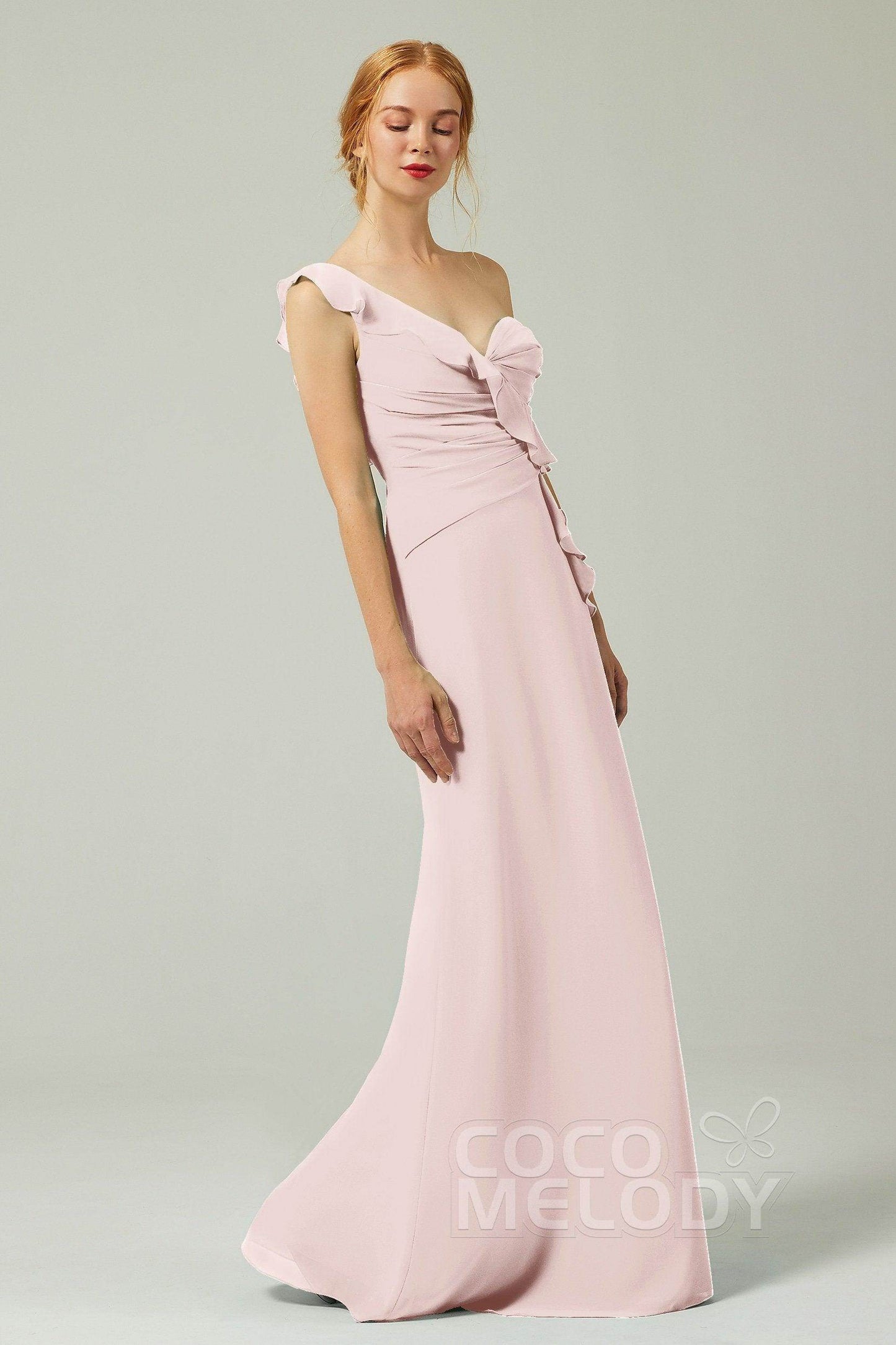 Sheath-Column Floor Length Chiffon Bridesmaid Dress CB0324