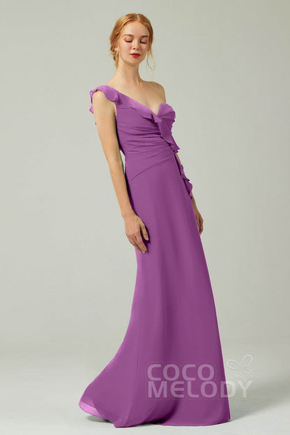 Sheath-Column Floor Length Chiffon Bridesmaid Dress CB0324