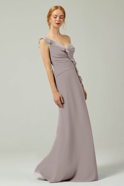 Sheath-Column Floor Length Chiffon Bridesmaid Dress CB0324