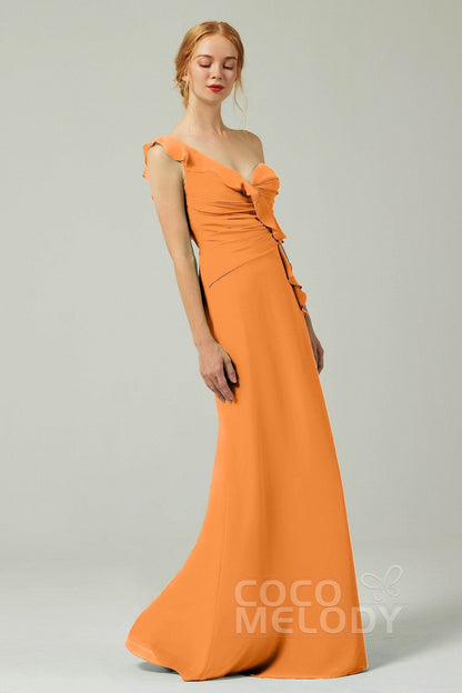 Sheath-Column Floor Length Chiffon Bridesmaid Dress CB0324