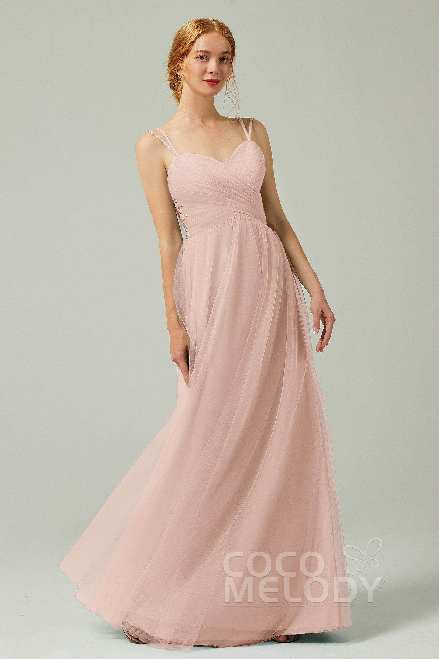 A-Line Floor Length Tulle Bridesmaid Dress CB0325