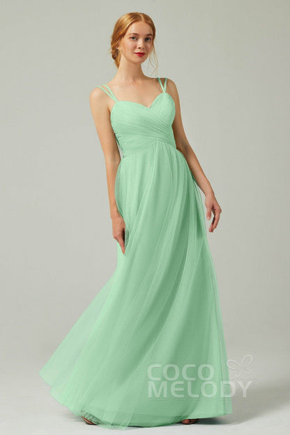 A-Line Floor Length Tulle Bridesmaid Dress CB0325