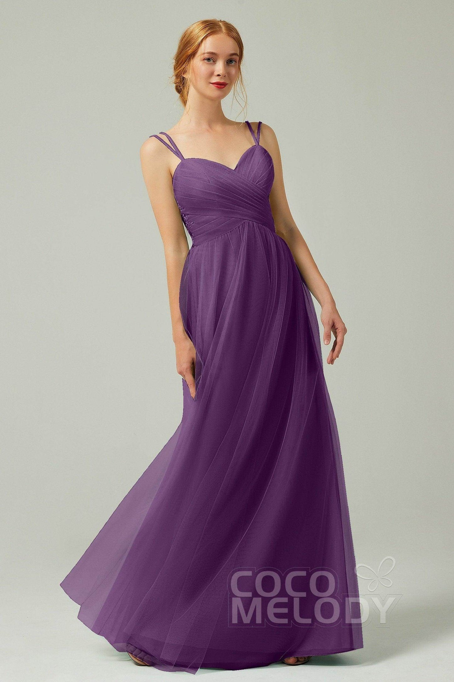 A-Line Floor Length Tulle Bridesmaid Dress CB0325