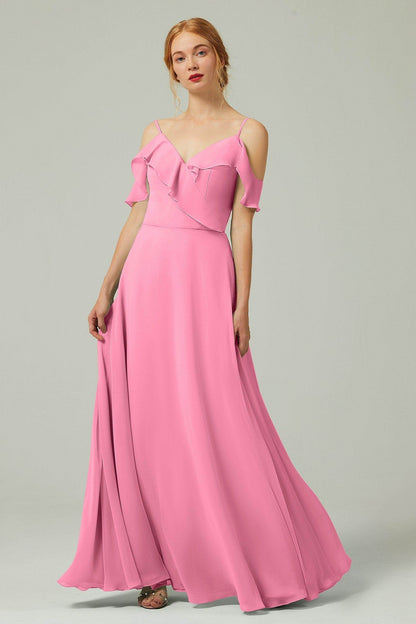 A-Line Floor Length Chiffon Bridesmaid Dress CB0326