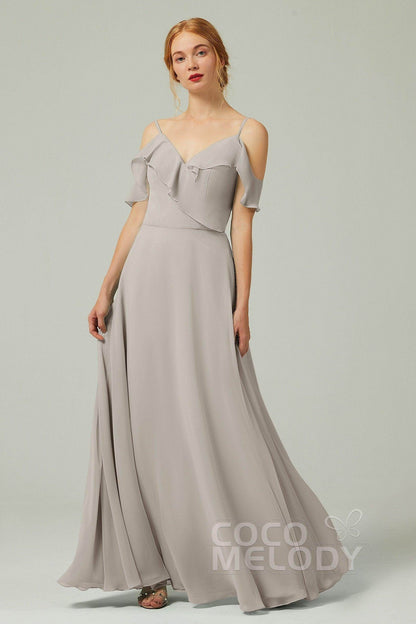 A-Line Floor Length Chiffon Bridesmaid Dress CB0326