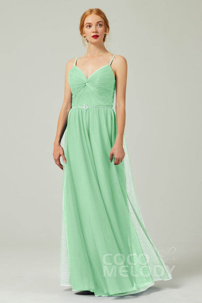 A-Line Floor Length Tulle Bridesmaid Dress CB0327