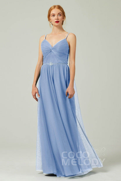 A-Line Floor Length Tulle Bridesmaid Dress CB0327