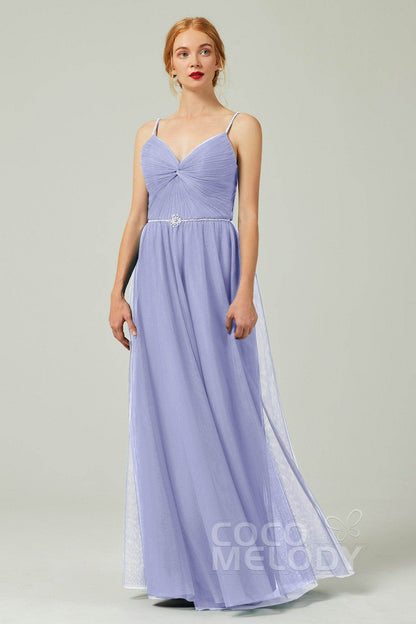 A-Line Floor Length Tulle Bridesmaid Dress CB0327