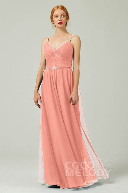 A-Line Floor Length Tulle Bridesmaid Dress CB0327