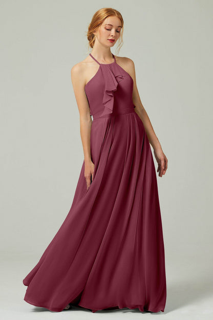 A-Line Floor Length Chiffon Bridesmaid Dress CB0328