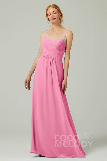 A-Line Floor Length Chiffon Bridesmaid Dress CB0331