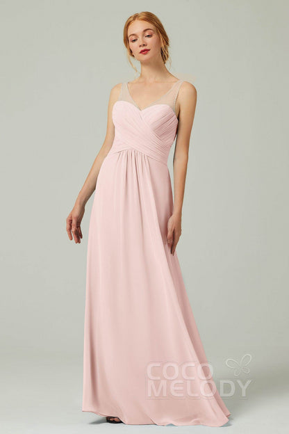 A-Line Floor Length Chiffon Bridesmaid Dress CB0331