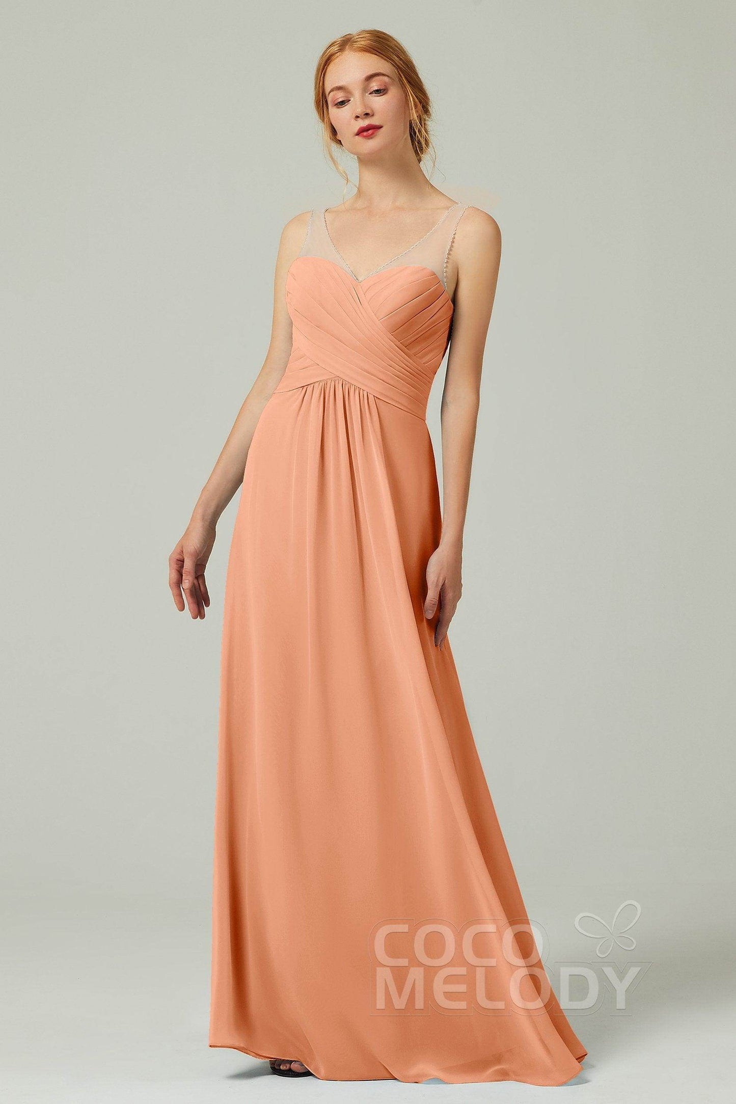 A-Line Floor Length Chiffon Bridesmaid Dress CB0331
