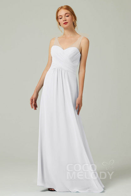 A-Line Floor Length Chiffon Bridesmaid Dress CB0331