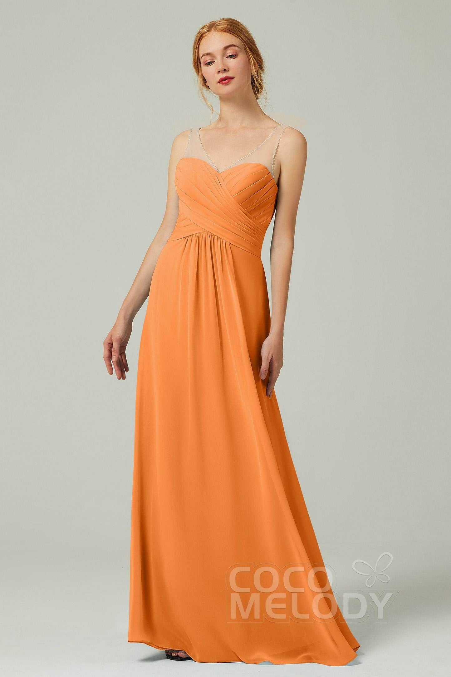 A-Line Floor Length Chiffon Bridesmaid Dress CB0331
