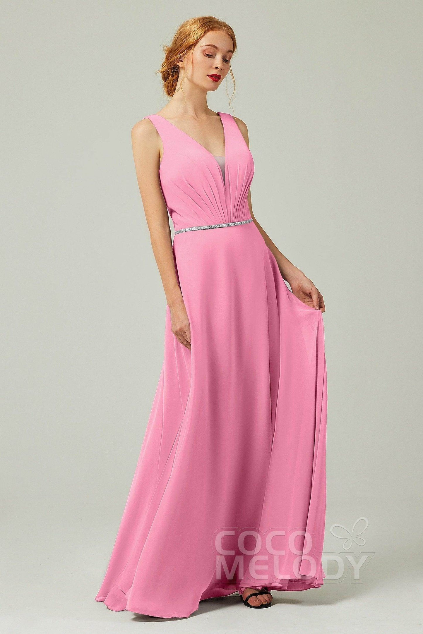 A-Line Floor Length Chiffon Bridesmaid Dress CB0332