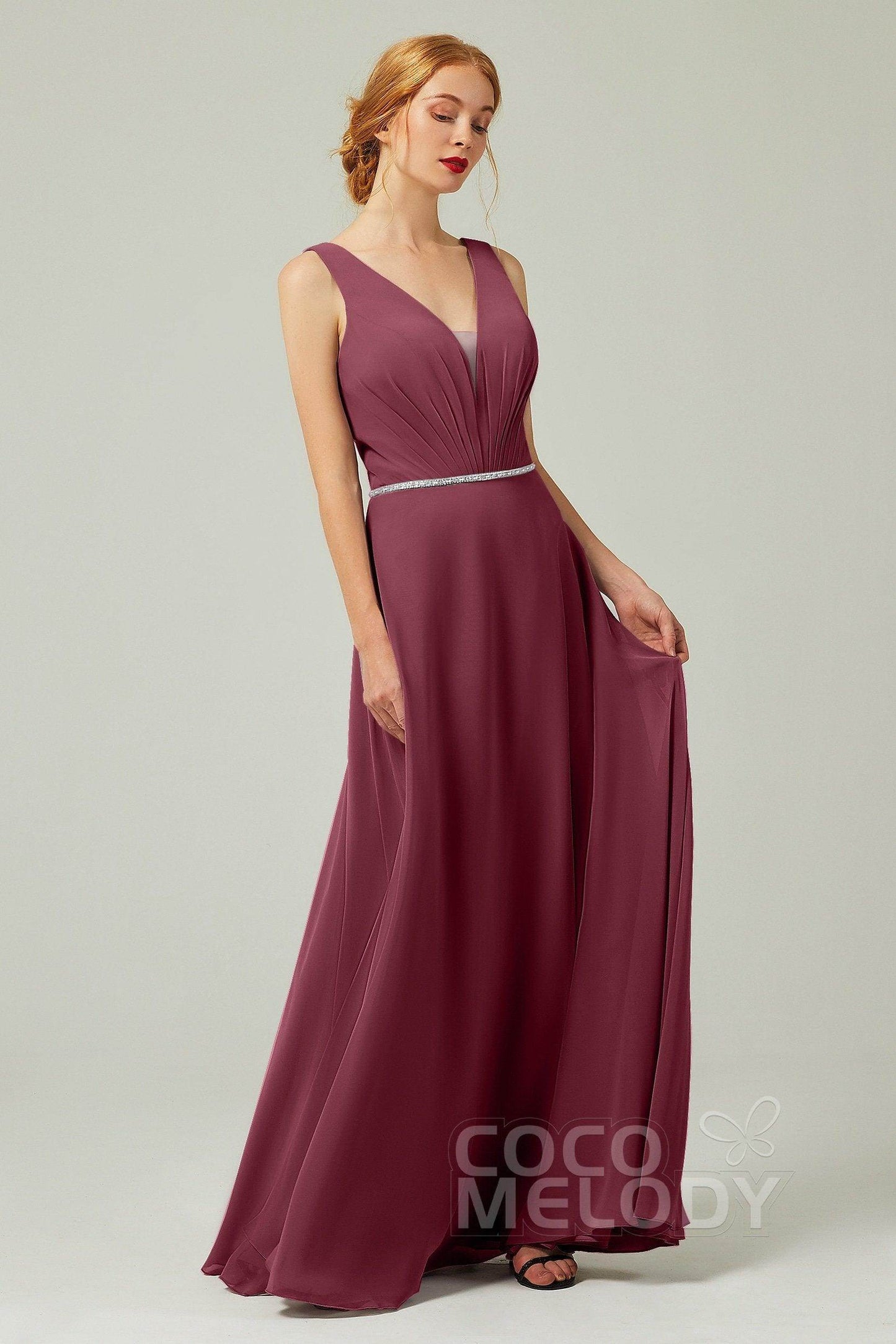 A-Line Floor Length Chiffon Bridesmaid Dress CB0332