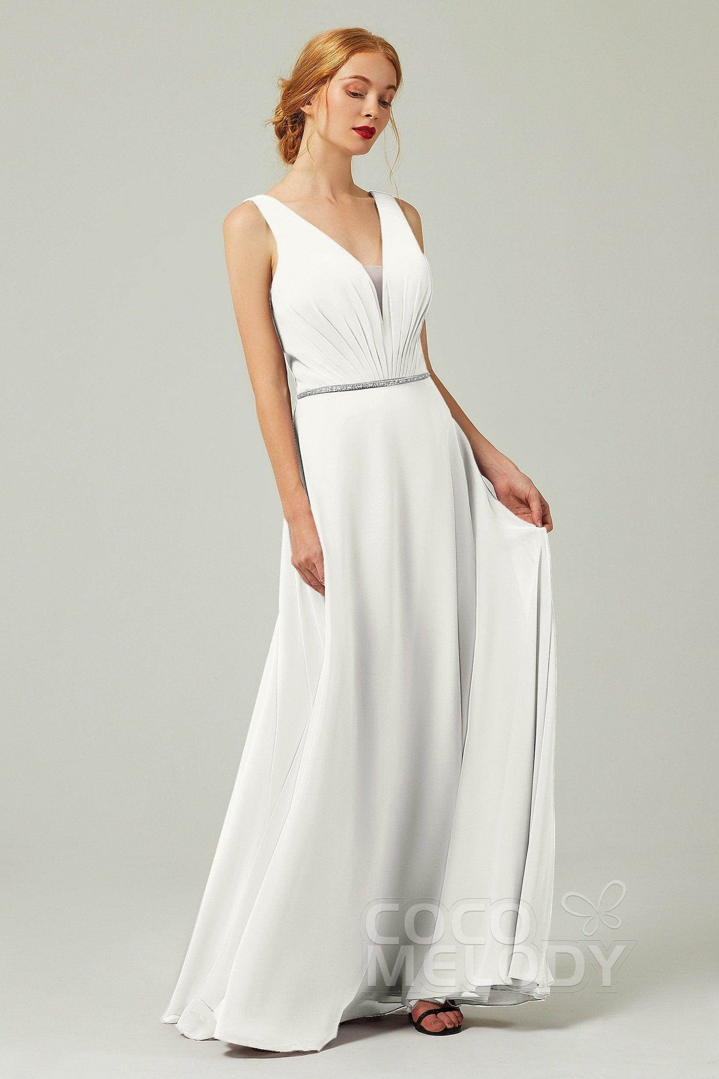 A-Line Floor Length Chiffon Bridesmaid Dress CB0332