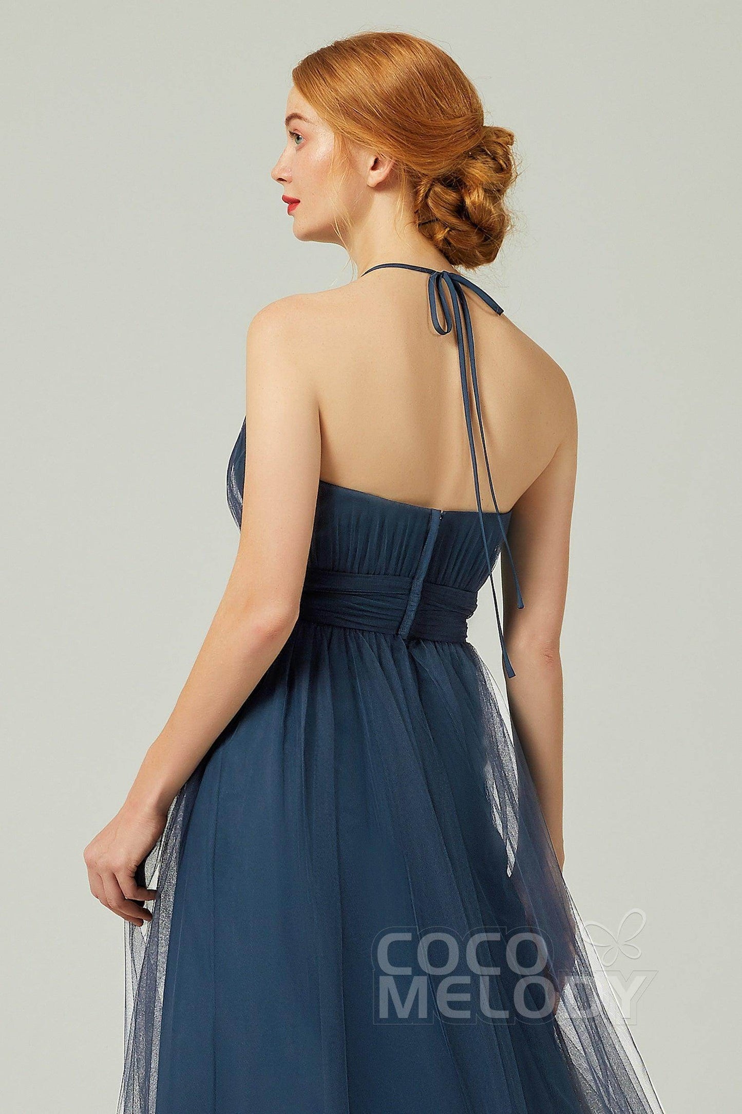 A-Line Floor Length Tulle Bridesmaid Dress CB0334
