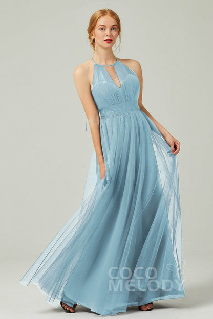 A-Line Floor Length Tulle Bridesmaid Dress CB0334