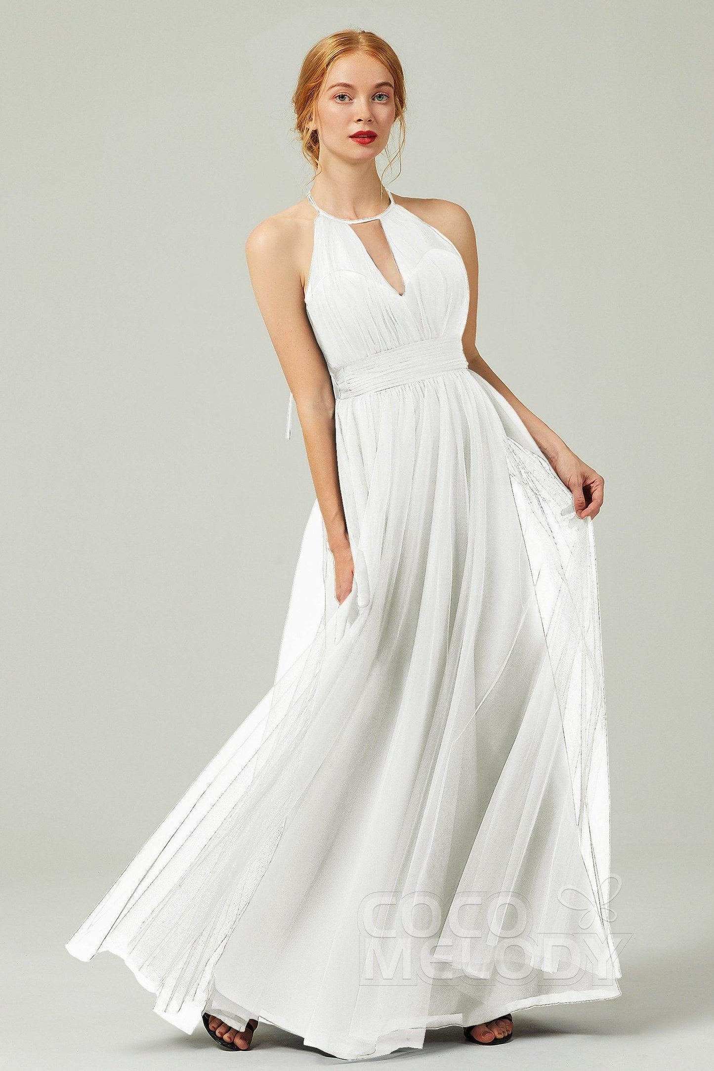 A-Line Floor Length Tulle Bridesmaid Dress CB0334