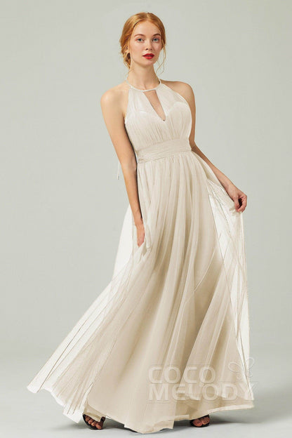 A-Line Floor Length Tulle Bridesmaid Dress CB0334