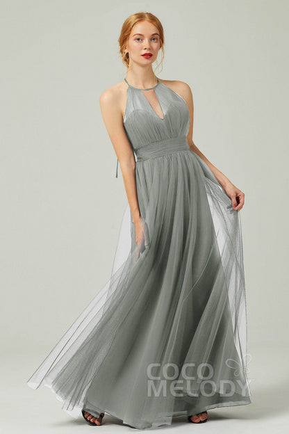 A-Line Floor Length Tulle Bridesmaid Dress CB0334