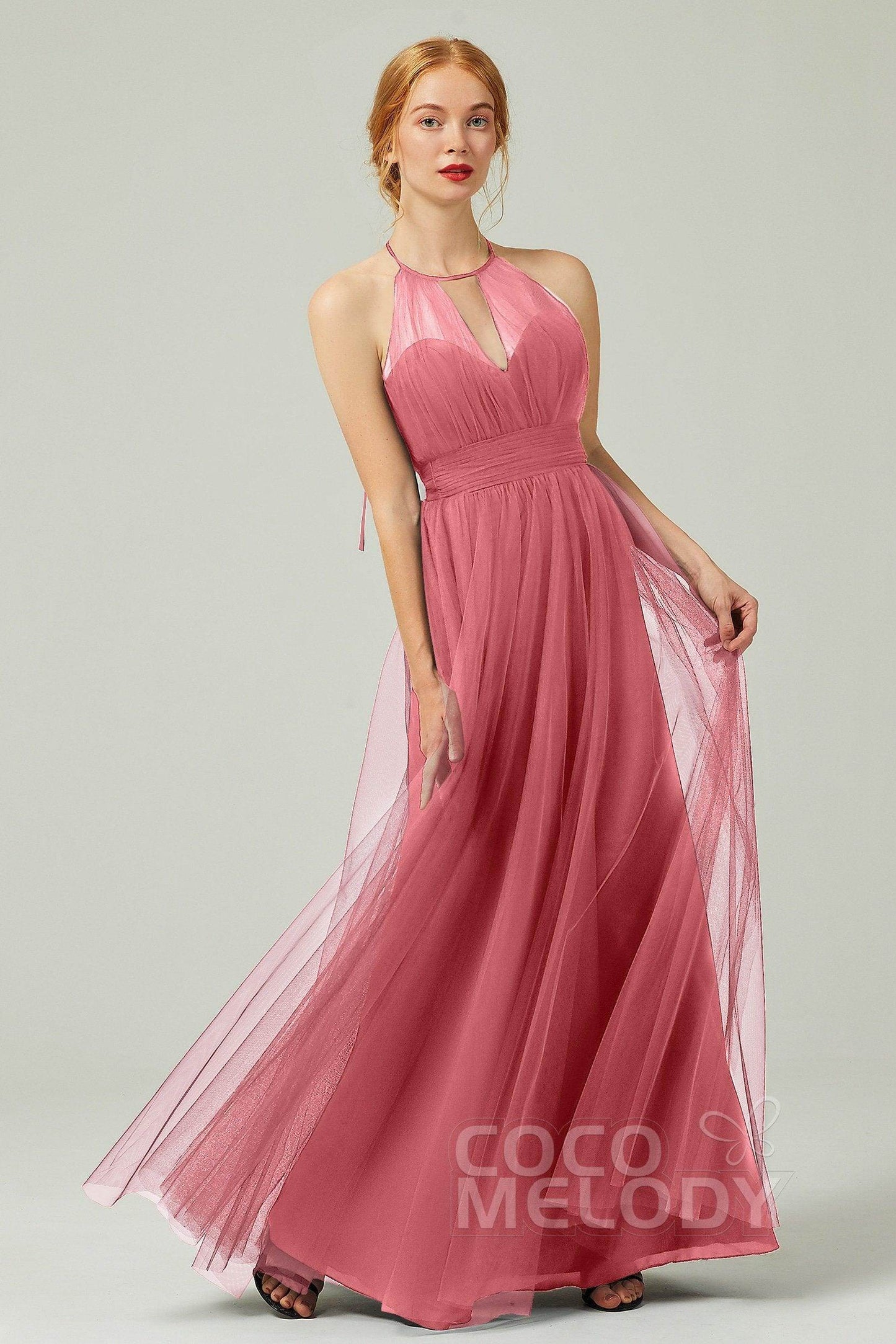 A-Line Floor Length Tulle Bridesmaid Dress CB0334