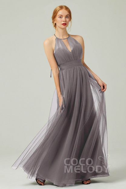 A-Line Floor Length Tulle Bridesmaid Dress CB0334
