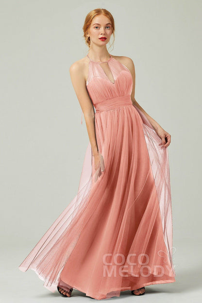 A-Line Floor Length Tulle Bridesmaid Dress CB0334
