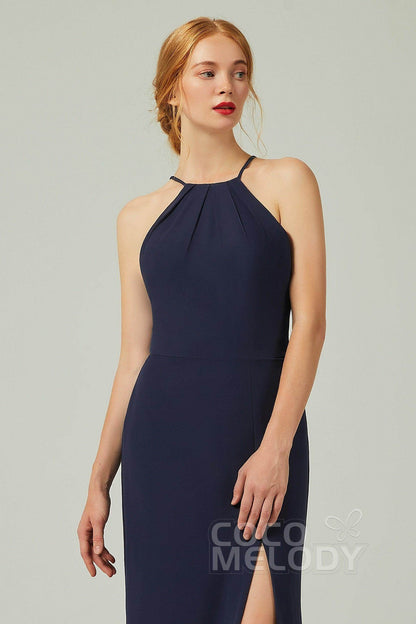 Sheath-Column Floor Length Chiffon Bridesmaid Dress Formal Dresses CB0337