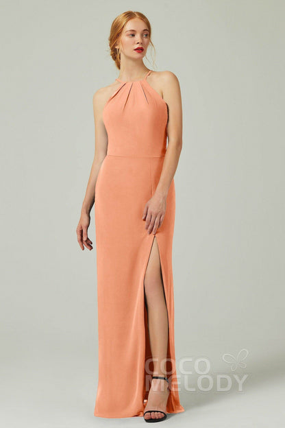 Sheath-Column Floor Length Chiffon Bridesmaid Dress Formal Dresses CB0337