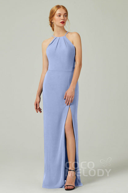 Sheath-Column Floor Length Chiffon Bridesmaid Dress Formal Dresses CB0337