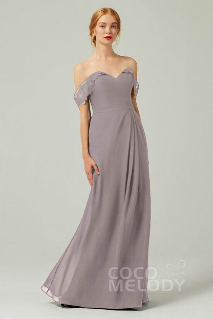 Sheath-Column Floor Length Chiffon Bridesmaid Dress Formal Dresses CB0338