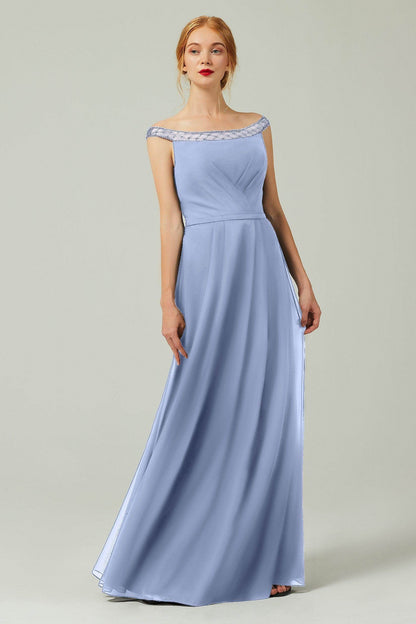 A-Line Floor Length Chiffon Bridesmaid Dress Formal Dresses CB0339