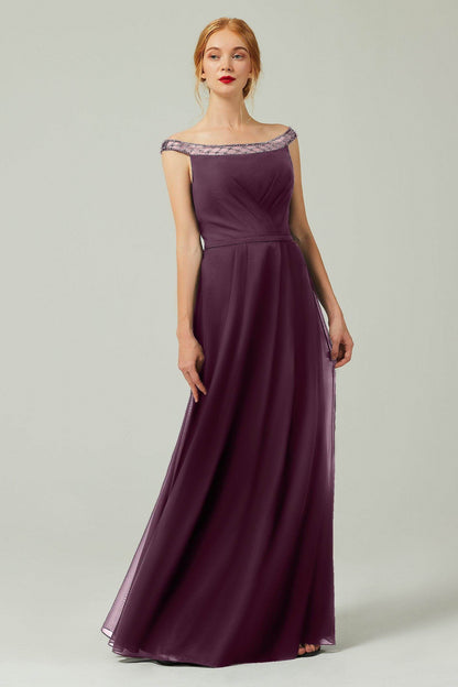 A-Line Floor Length Chiffon Bridesmaid Dress Formal Dresses CB0339