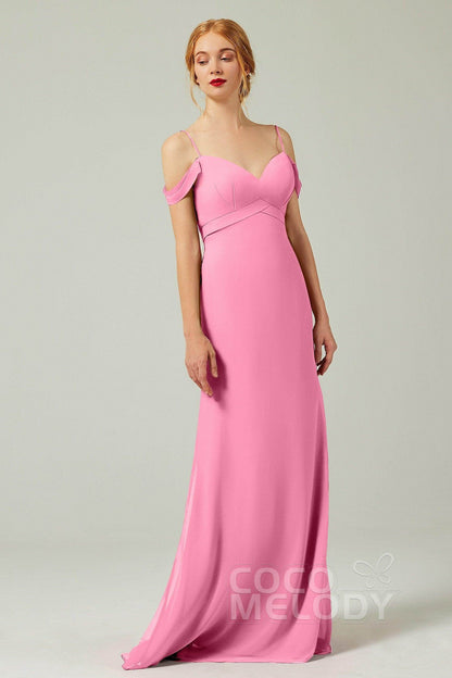 Sheath-Column Floor Length Chiffon Bridesmaid Dress Formal Dresses CB0343