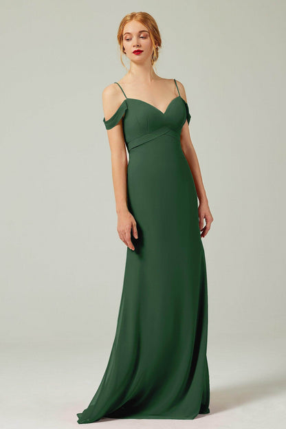 Sheath-Column Floor Length Chiffon Bridesmaid Dress Formal Dresses CB0343