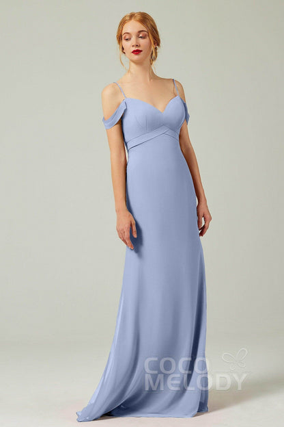 Sheath-Column Floor Length Chiffon Bridesmaid Dress Formal Dresses CB0343