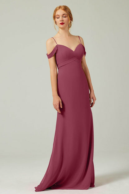 Sheath-Column Floor Length Chiffon Bridesmaid Dress Formal Dresses CB0343