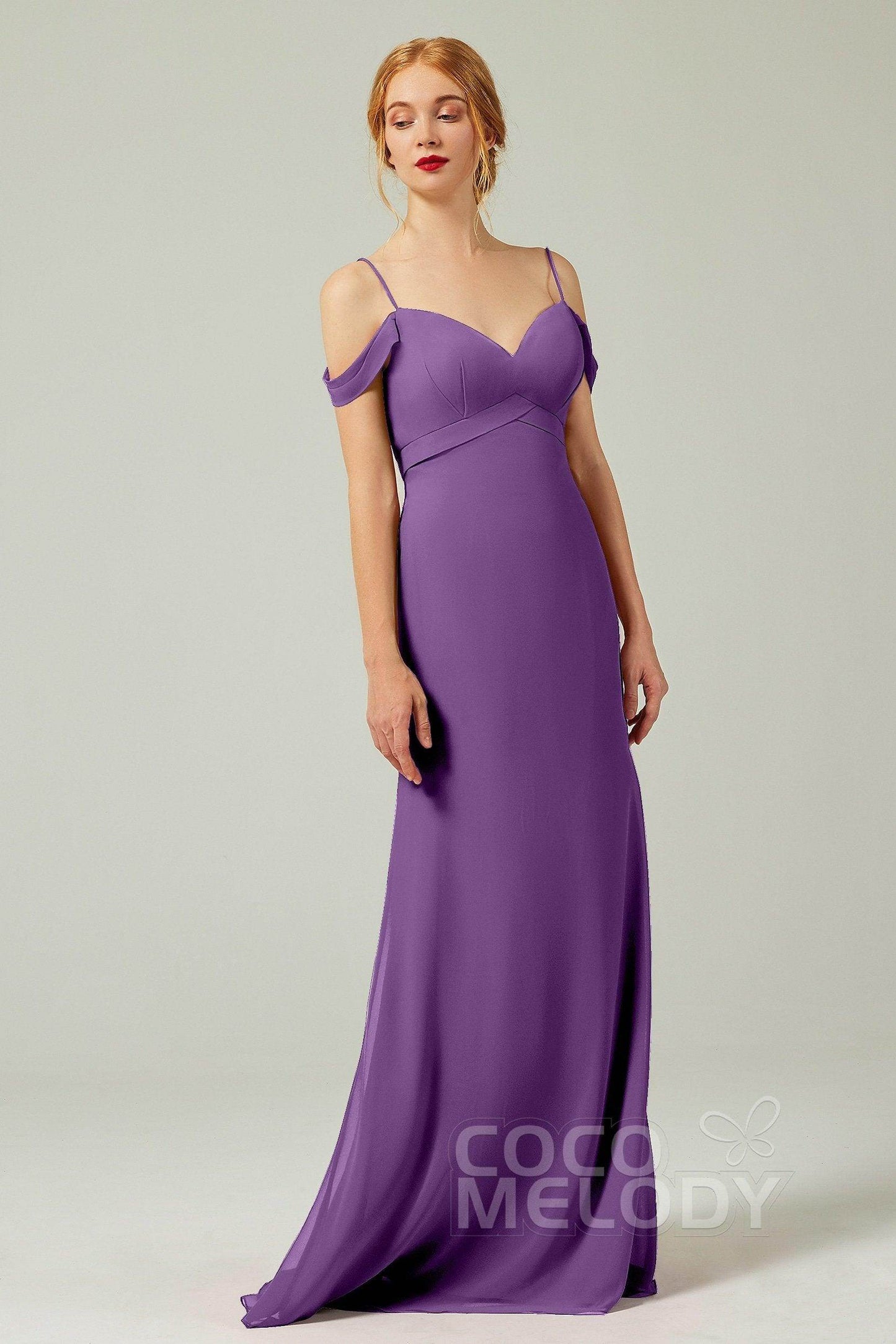 Sheath-Column Floor Length Chiffon Bridesmaid Dress Formal Dresses CB0343