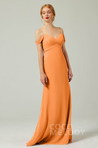 Sheath-Column Floor Length Chiffon Bridesmaid Dress Formal Dresses CB0343