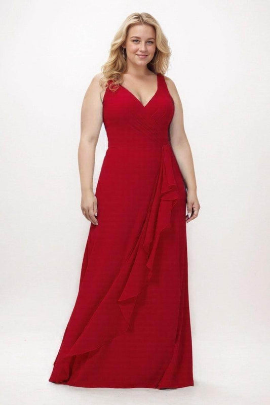 Sheath-Column Floor Length Chiffon Bridesmaid Dress Formal Dresses CB0344PS