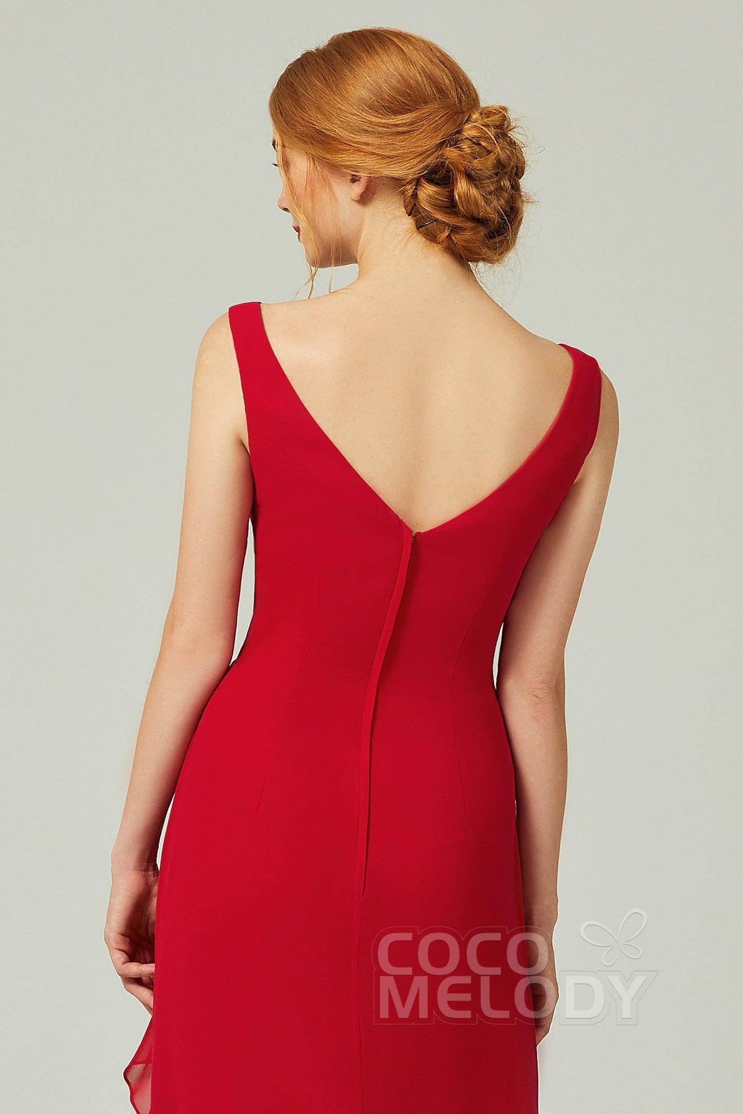 Sheath-Column Floor Length Chiffon Bridesmaid Dress Formal Dresses CB0344