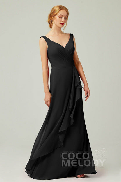 Sheath-Column Floor Length Chiffon Bridesmaid Dress Formal Dresses CB0344