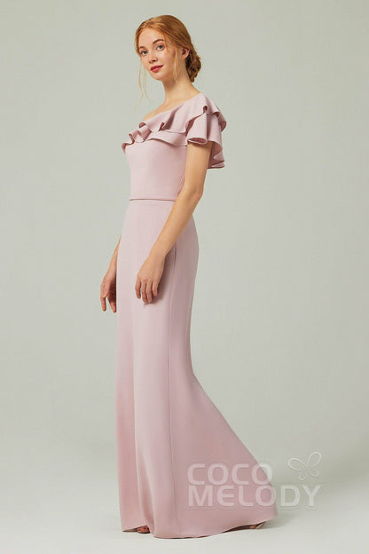 Sheath-Column Floor Length Chiffon Bridesmaid Dress CB0349
