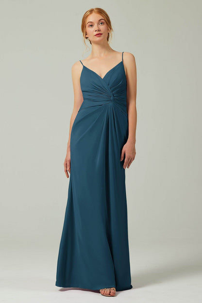 Sheath-Column Floor Length Chiffon Bridesmaid Dress CB0350